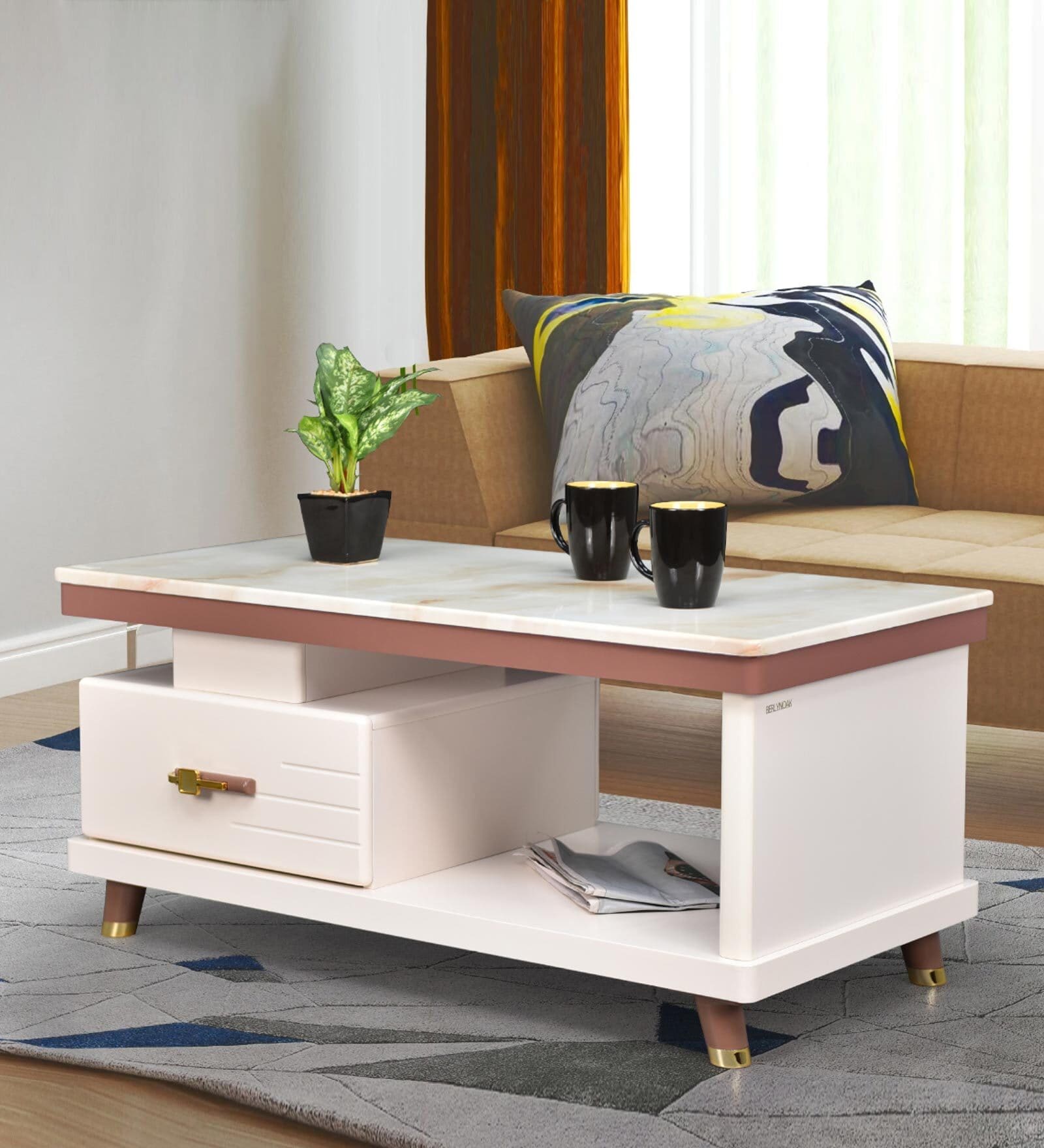 Vylt Marble Top Coffee Table In White Colour