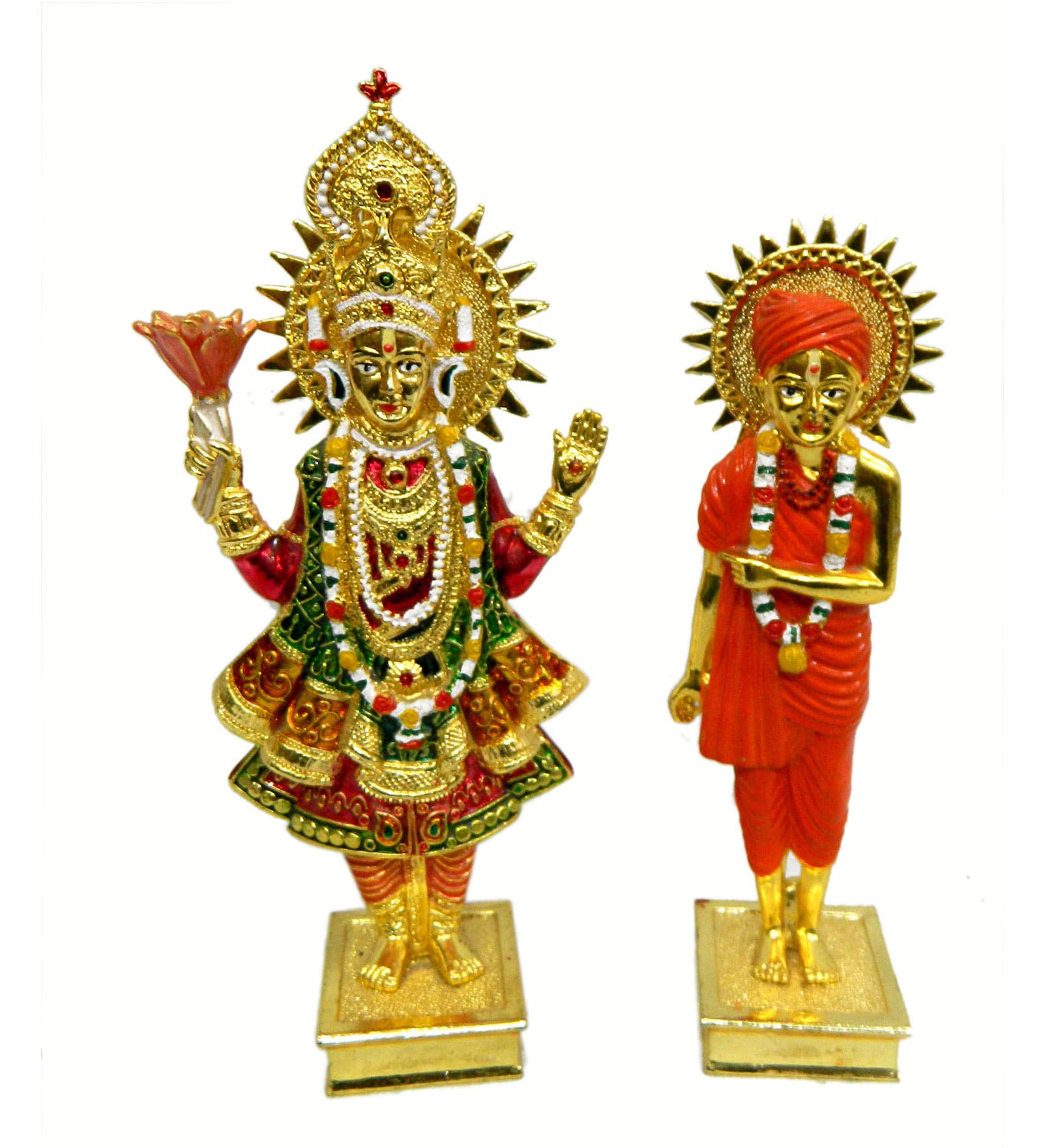 Vyom Shop Brass Metal Swaminarayan Pair Showpiece