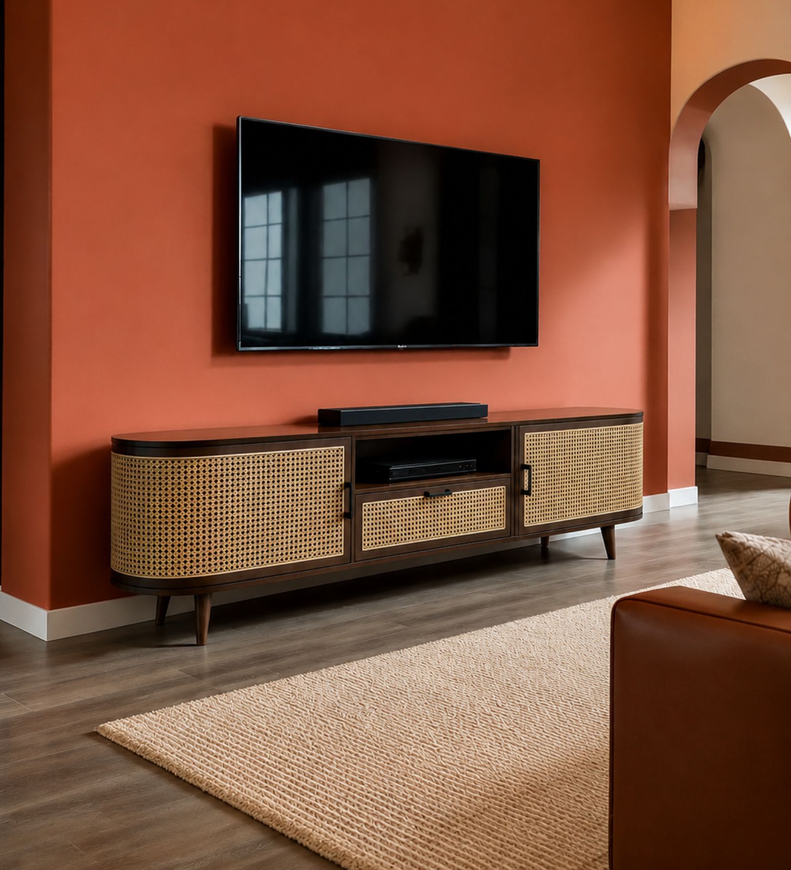 Vyut Wooden TV Console In Chestnut Colour Vyut Wooden TV Console In Chestnut Colour