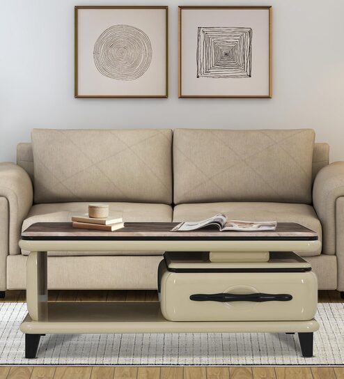 Vyne Marble Top Coffee Table In Light Brown Colour