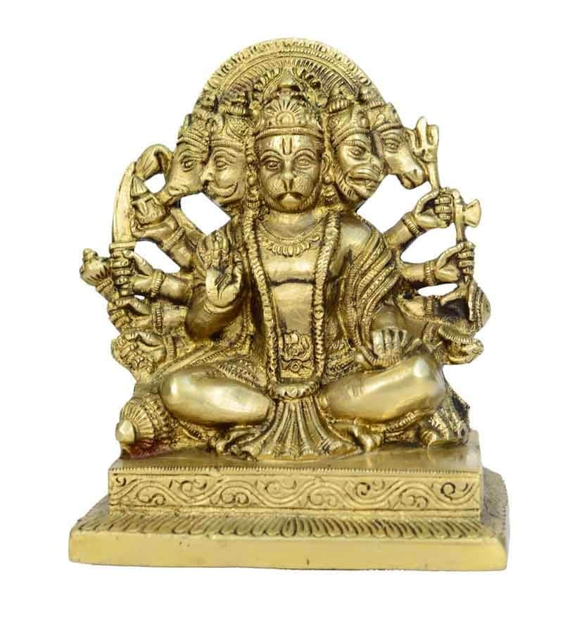 Buy Vyom Shop Panchmukhi Hanuman Brass Idol Online - Religious Idols ...