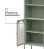 Vyoma Multi-Purpose Metal Bookshelf with Arched Top Multi-Level Display Shelves and Fluted Glass Doors