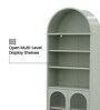 Vyoma Multi-Purpose Metal Bookshelf with Arched Top Multi-Level Display Shelves and Fluted Glass Doors