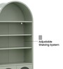 Vyoma Multi-Purpose Metal Bookshelf with Arched Top Multi-Level Display Shelves and Fluted Glass Doors