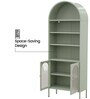 Vyoma Multi-Purpose Metal Bookshelf with Arched Top Multi-Level Display Shelves and Fluted Glass Doors