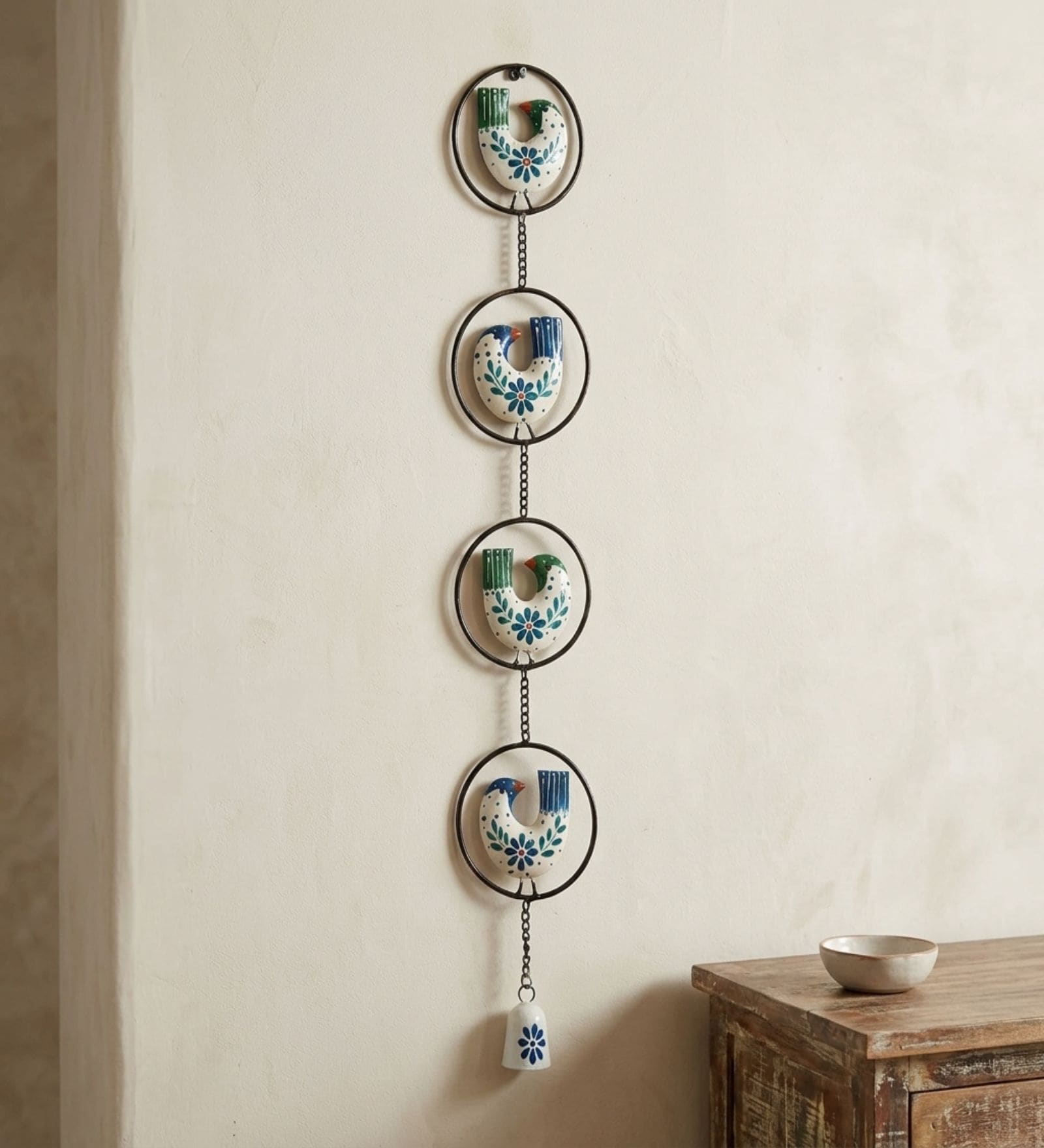 Birdsong Harmony Metal Bird Wall Hanging with Bell