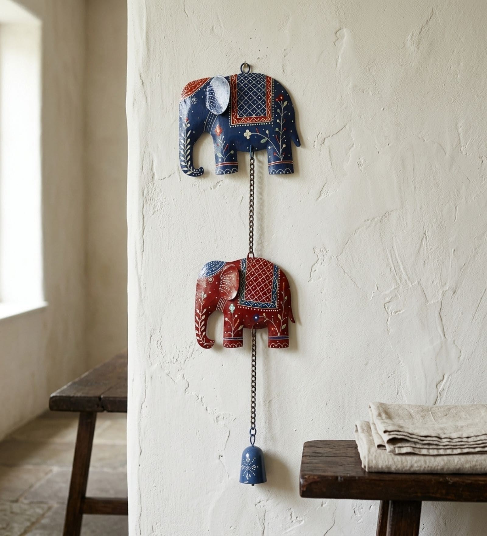 Handcrafted Royal Elephant Wall Hanging with Bell