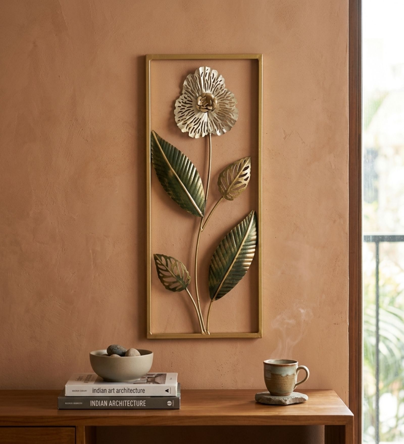 Green Leaves Metal Wall Art with
