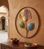 Pastel Botanical Metal Wall Art with Black Circular Frame