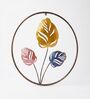 Modern Tropical Leaf Metal Wall Art with Black Ring Frame