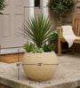 W SPHR Beige 13 Inch German Polymer Round Plant Container