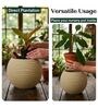 W SPHR Beige 13 Inch German Polymer Round Plant Container