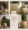 W SPHR Beige 16 Inch German Polymer Round Plant Container