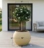 W SPHR Beige 16 Inch German Polymer Round Plant Container