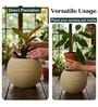 W SPHR Beige 16 Inch German Polymer Round Plant Container