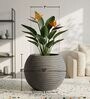 W SPHR Grey 10 Inch German Polymer Round Plant Container