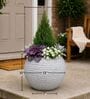 W SPHR Marble White 13 Inch German Polymer Round Plant Container