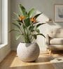 W SPHR Marble White 13 Inch German Polymer Round Plant Container