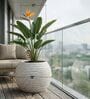 W SPHR Marble White 16 Inch German Polymer Round Plant Container