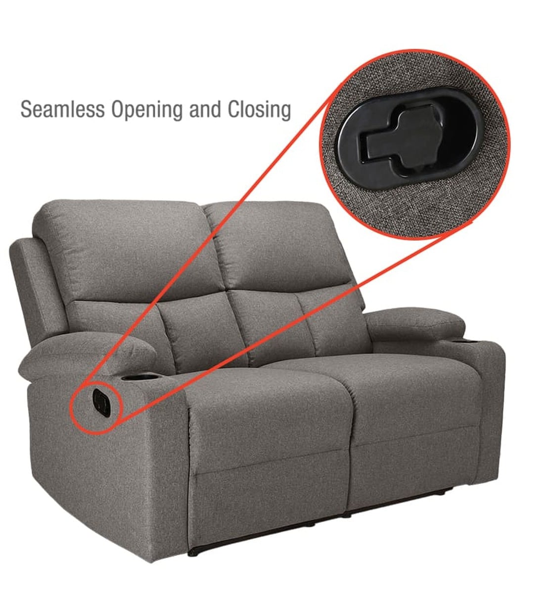 Buy Wakizashi Fabric 2 Seater Manual Recliner in Charcoal Grey