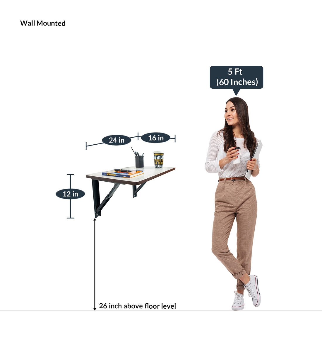 Buy Bruno Wall Mount Table in Off White Finish By Muren Online Wall