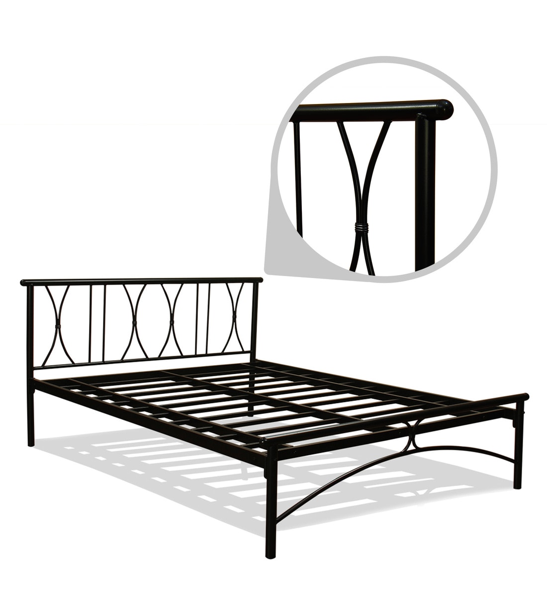 Buy Metallika Washington Queen Size Bed in Black Finish by