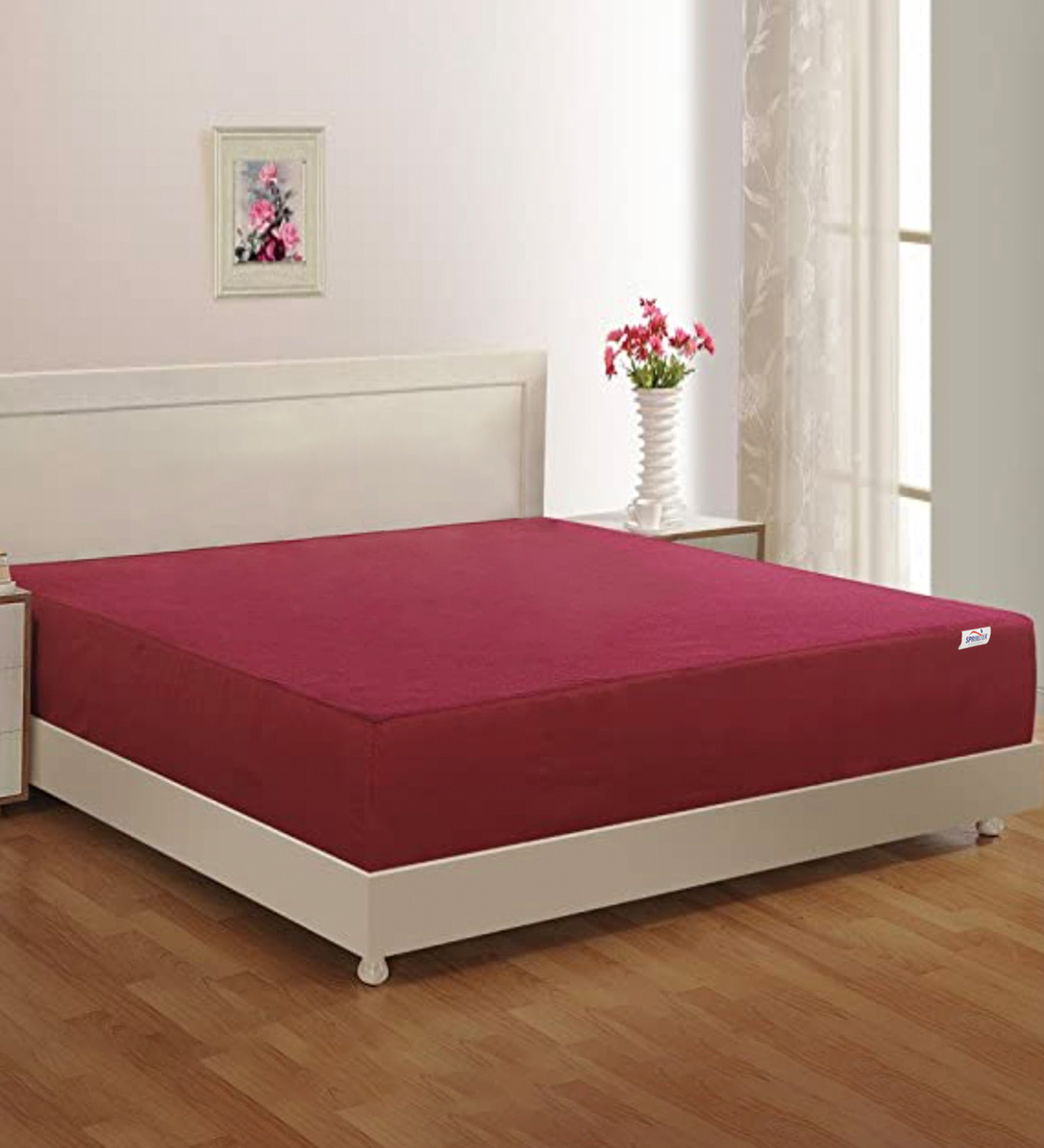 wakefit mattress protector maroon