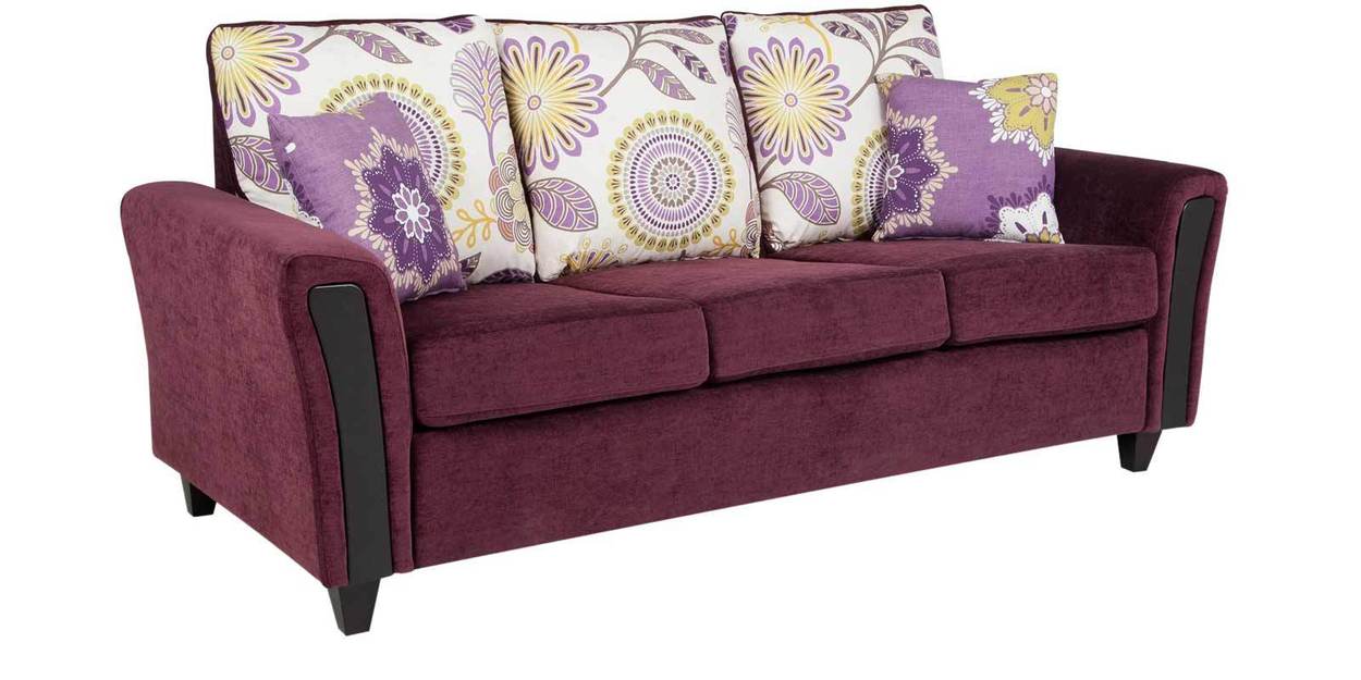 Buy Washington Three Seater Sofa with Throw Cushions in Grape Wine