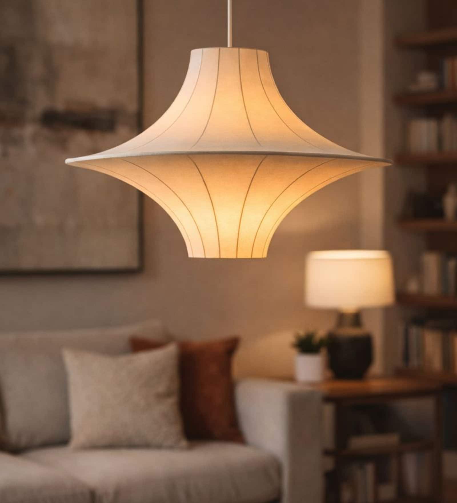 Wabi Sabi Beige Ambience Pendant Light (Dia- 2 ft, H- 14 Inches)