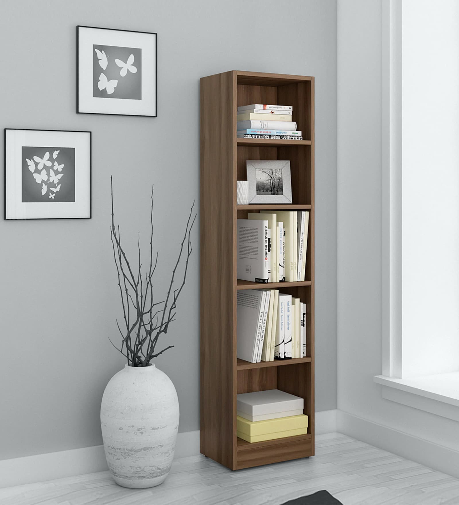 Wakayama 5 Tier Book Shelf in Brown Finish