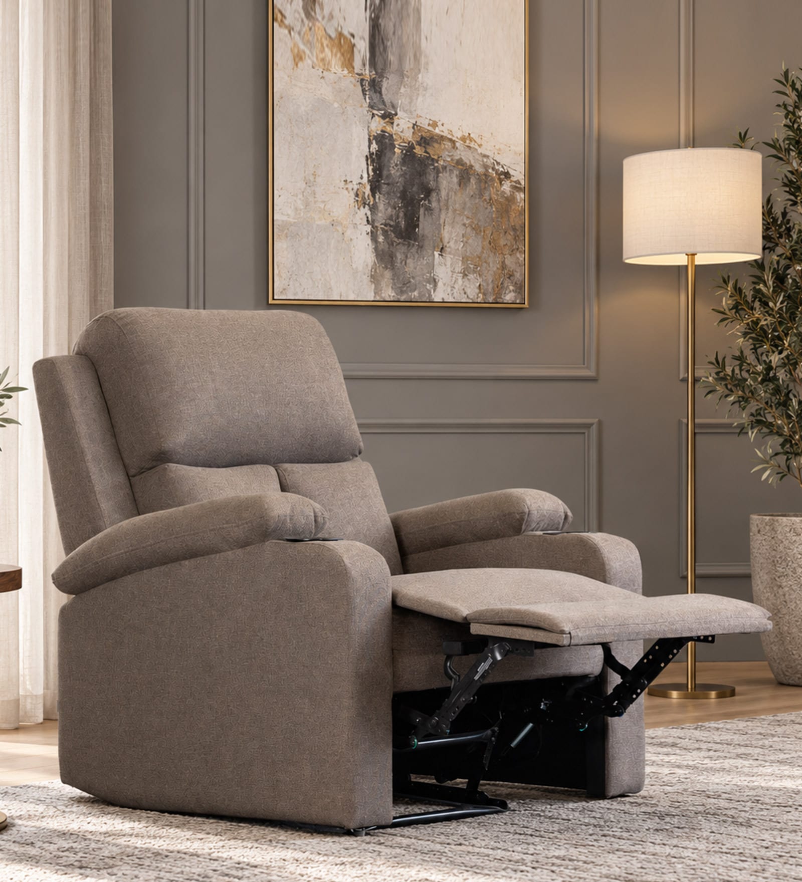 Wakizashi Fabric 1 Seater Manual Recliner in Brown Colour Wakizashi Fabric 1 Seater Manual Recliner in Brown Colour