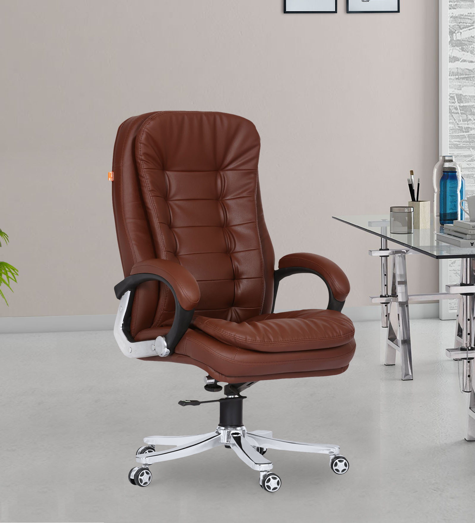 Wales Leatherette Executive Chair in Brown Colour