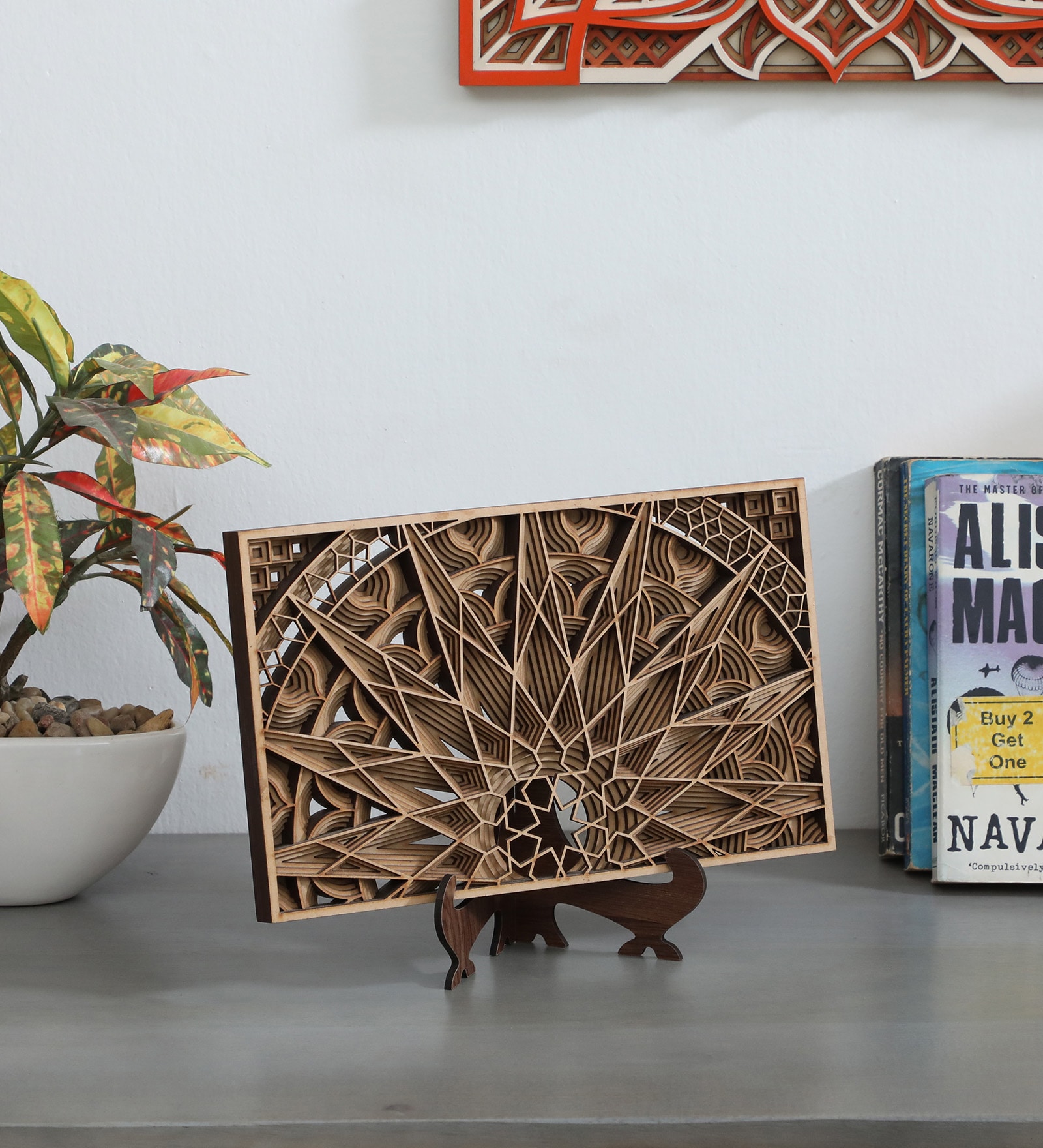 Laser Cut Design MDF Abstract Wall Art Gold