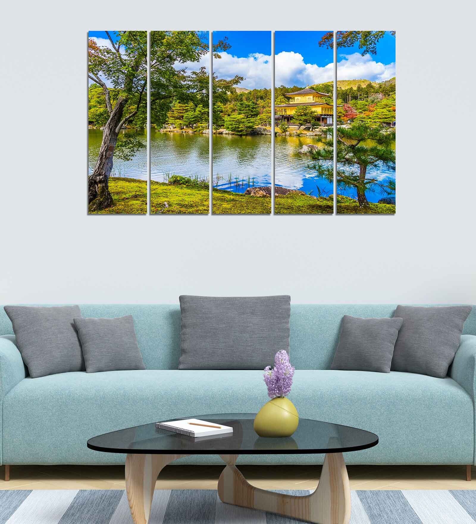 Buy Wall Art River & Forest View Wood Framed Velvet Laminated Art Print
