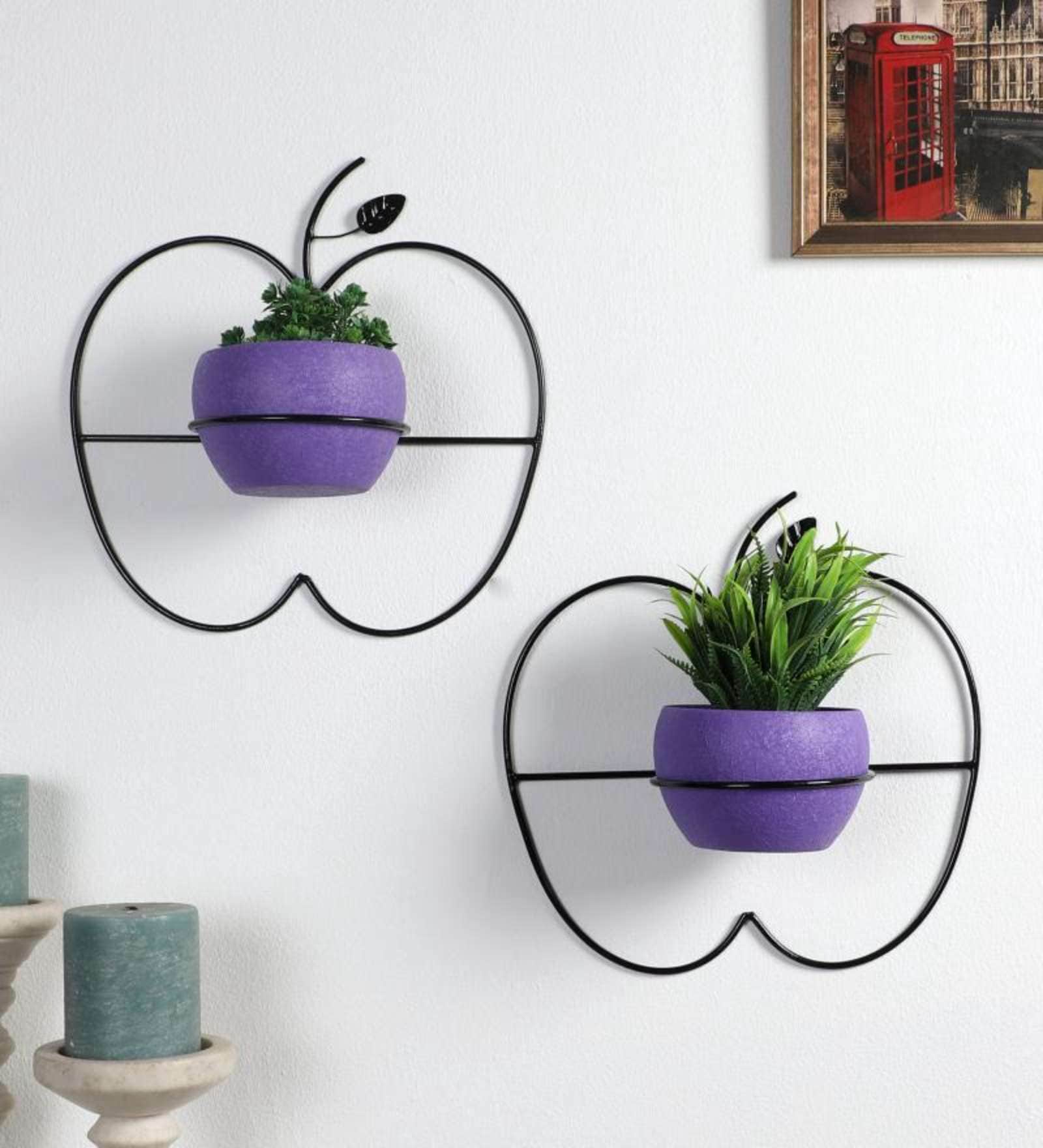 Wall Hanging Purple Apple Planters Set of 2