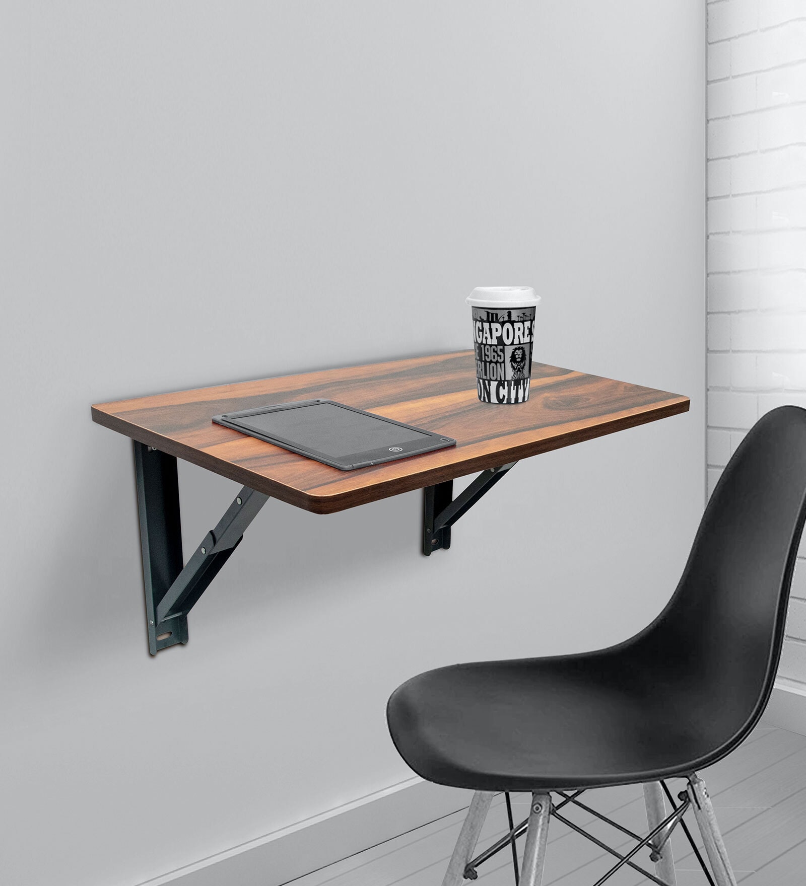 Buy Bruno Wall Mounted Table In Brown Finish By Muren Online - Wall 