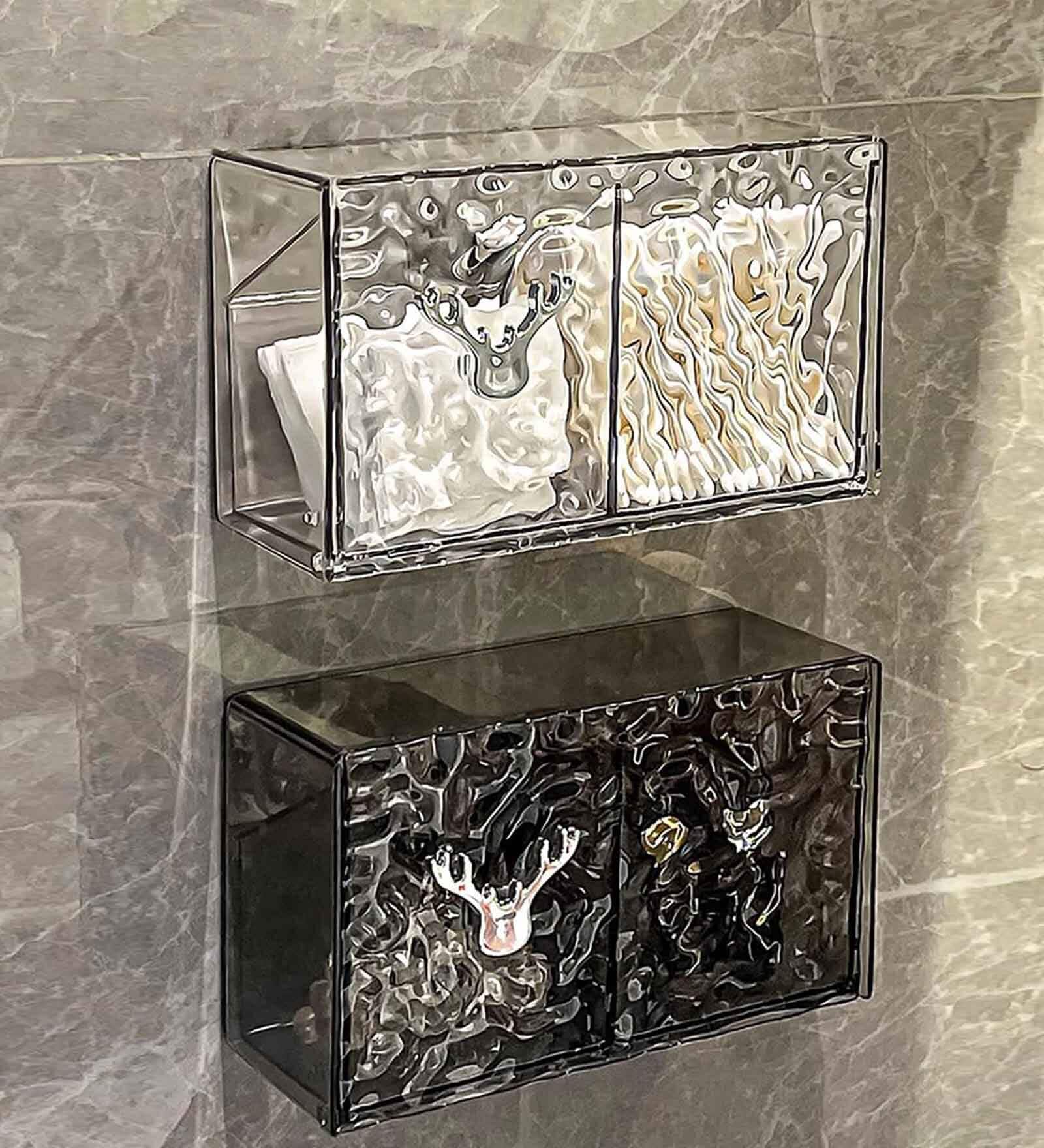 Wall Mounted Bathroom Storage Box Flip Cover Cosmetic Organizer