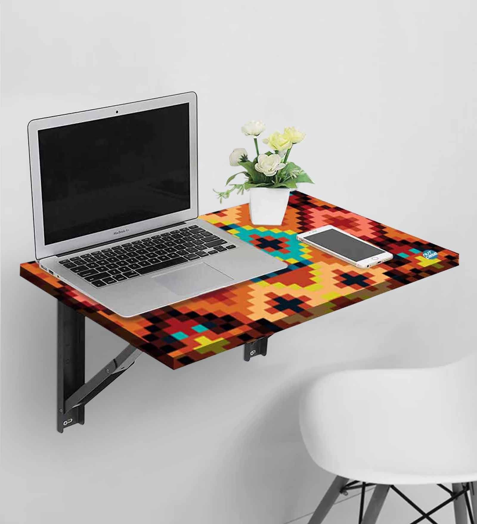 Buy Wall Mounted Foldable Study Table with Ethnic Pattern in Matte