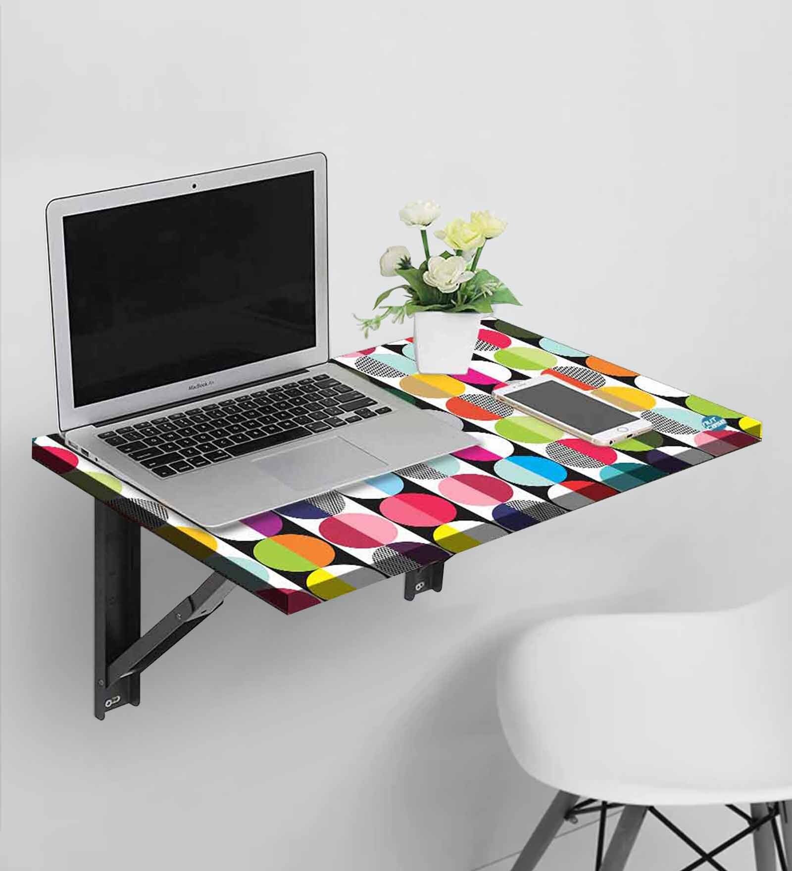 Wall Mounted Foldable Study Table with Retro Design in Matte Finish