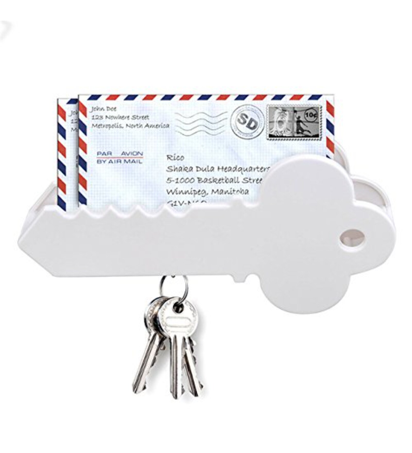 Wall Mounted Giant Key Shaped Magnetic Key Holder-White