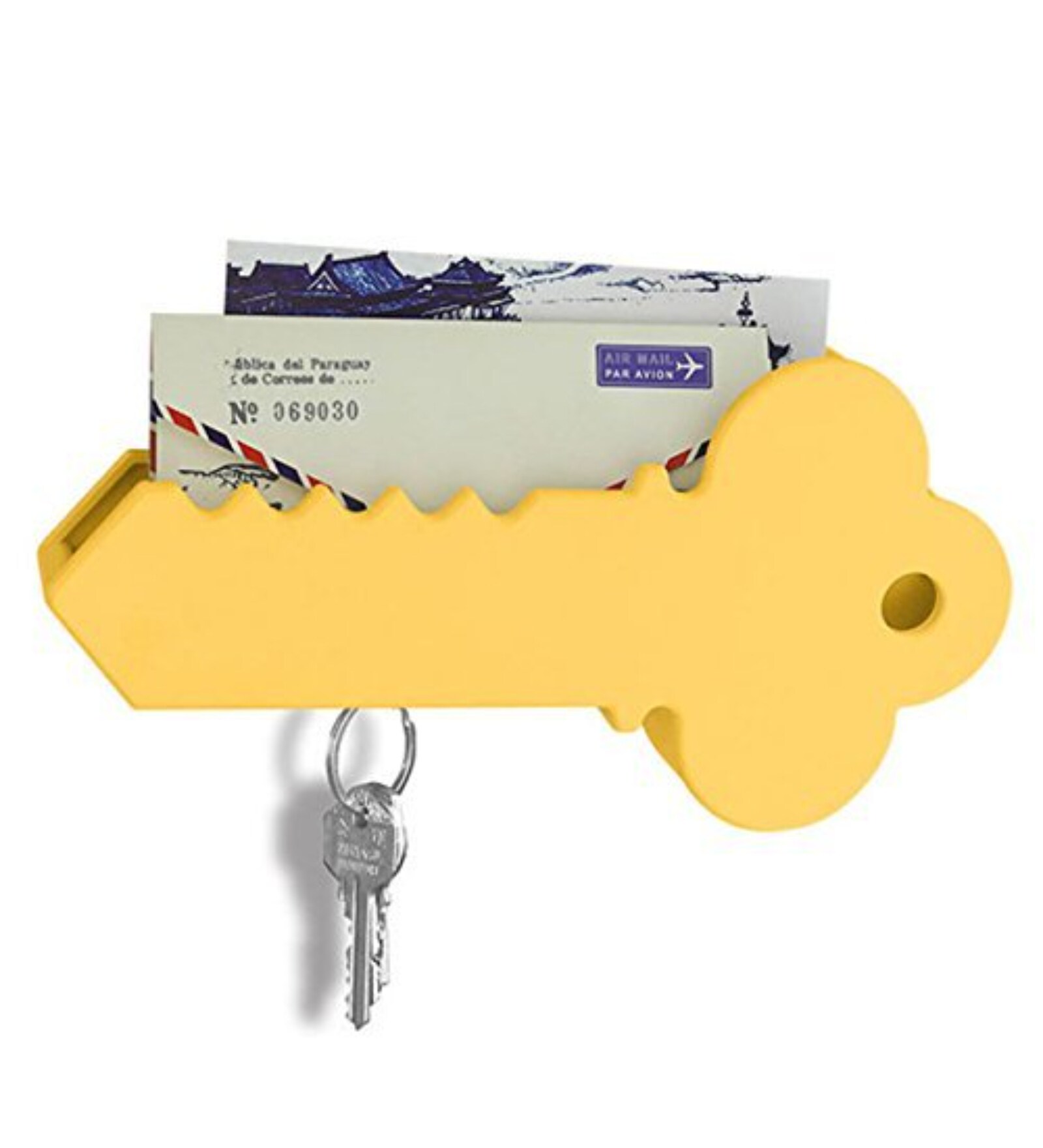 Wall Mounted Giant Key Shaped Magnetic Key Holder-Yellow
