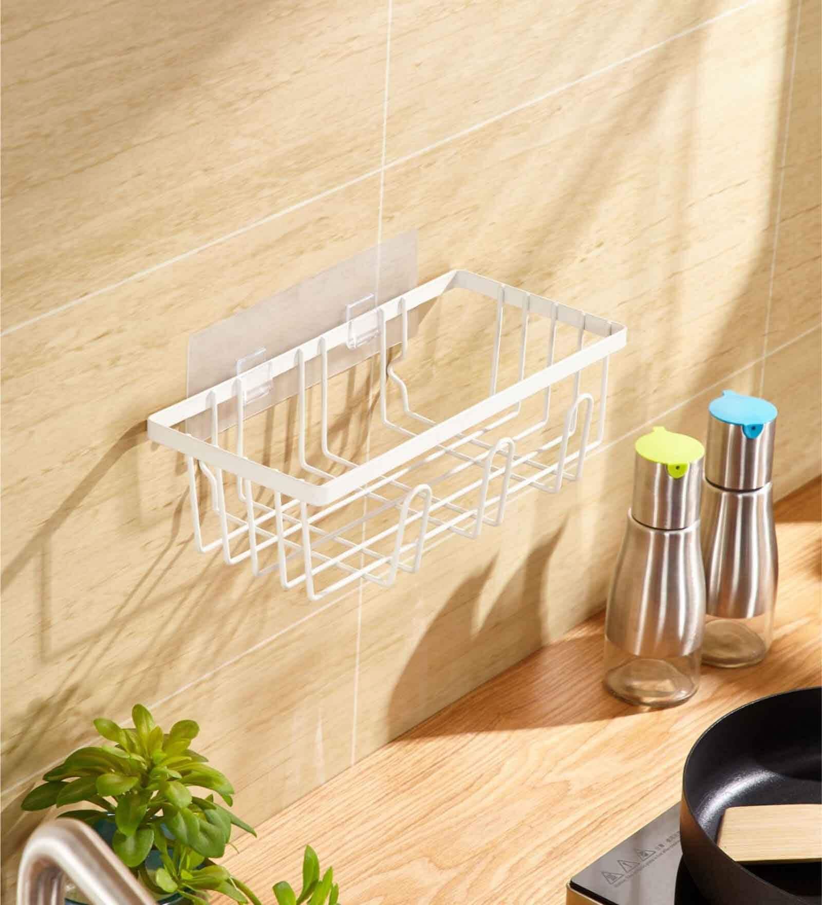 White Carbon Steel Wall Mounted Storage Shelf