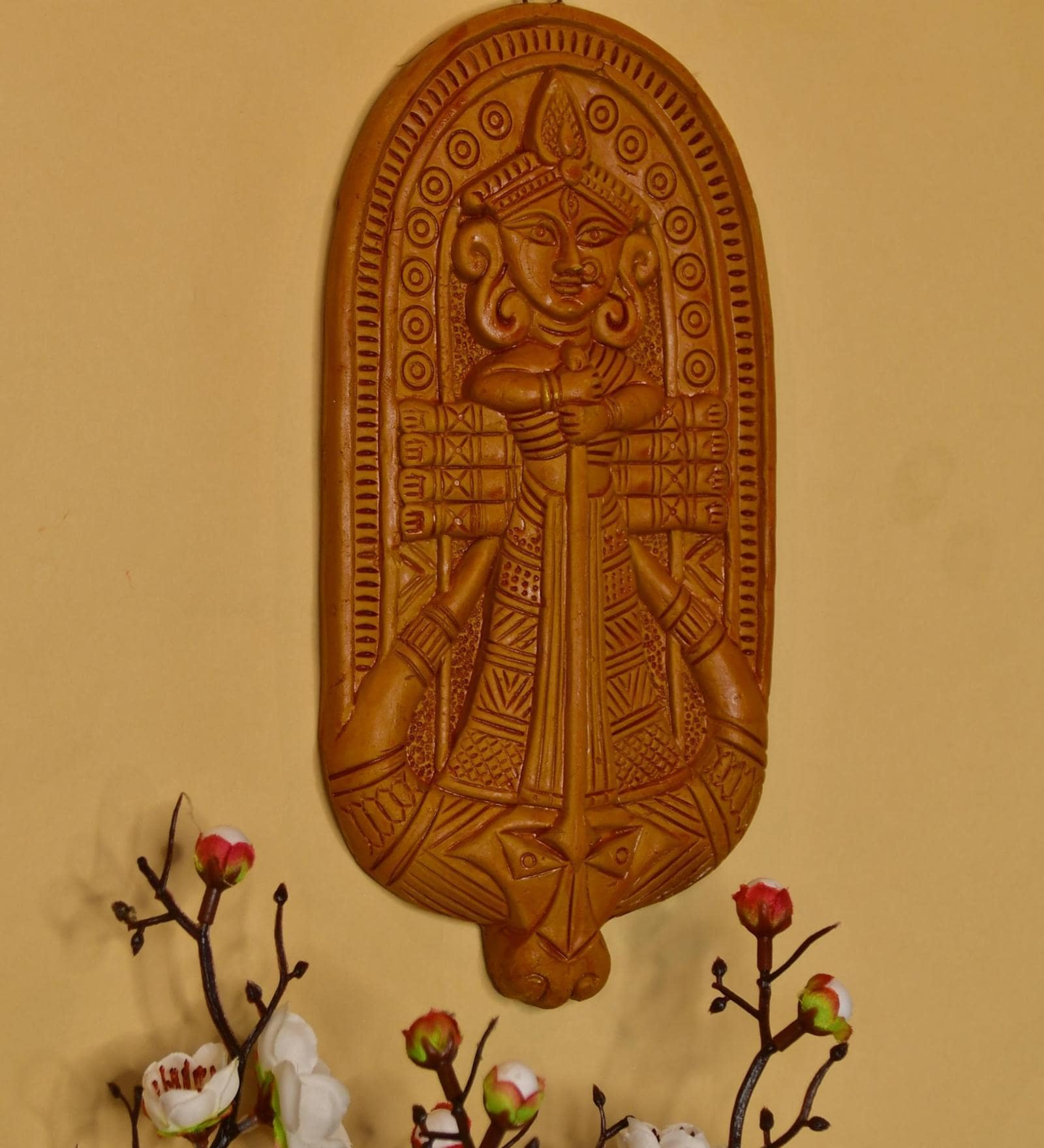 Wall of Devi Brown Terracotta Showpiece