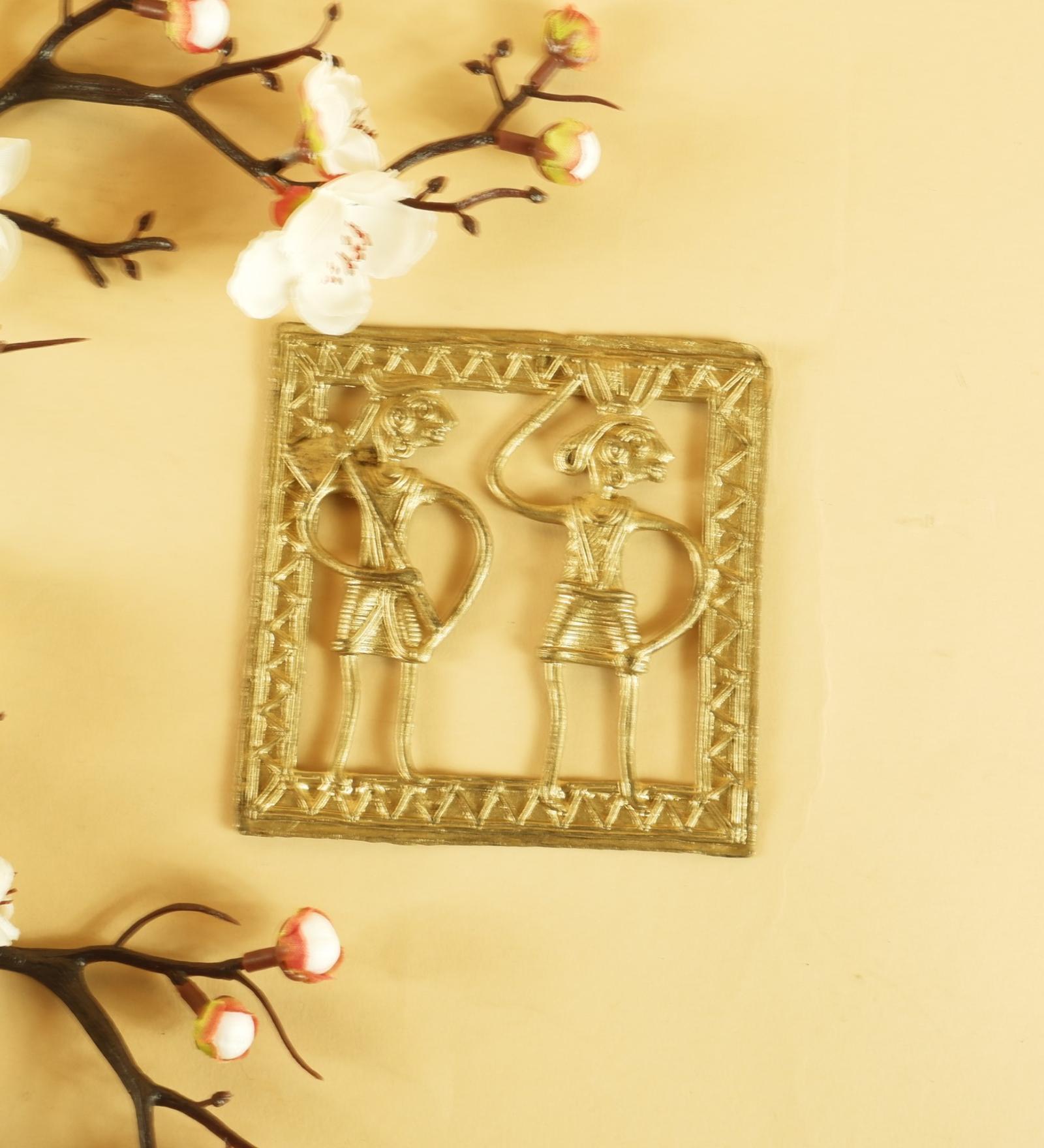 Wall Of Squared Sanguine Gold Brass Showpiece