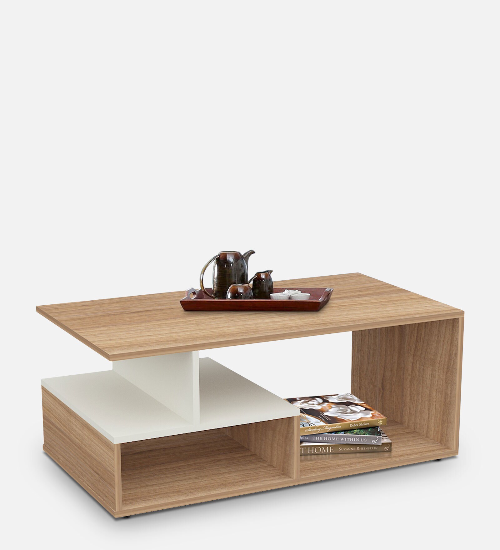 Buy Wallflower Coffee Table In Lyon Teak With Frosty White Colour at 22