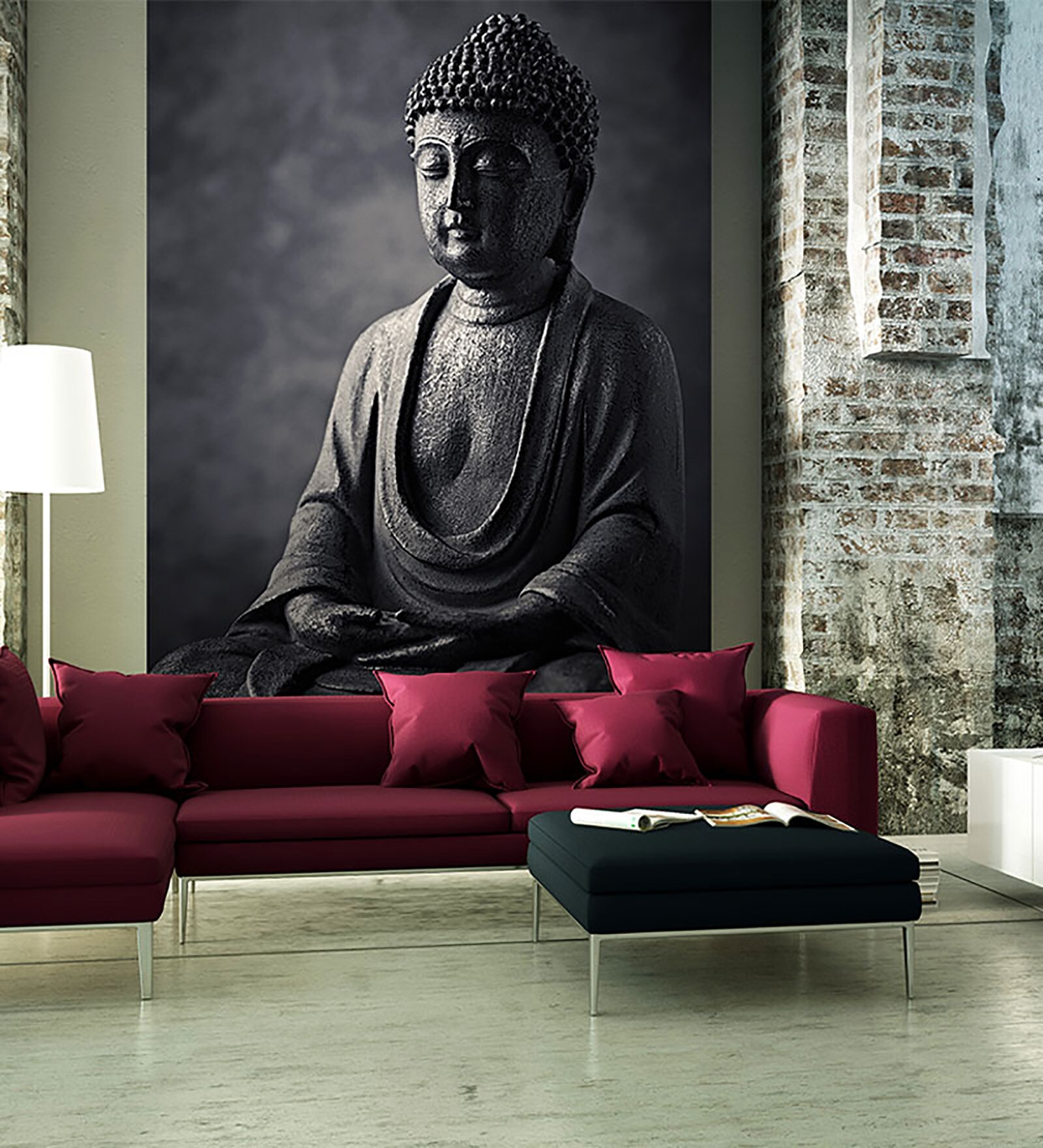Buy Wallskin Black PVC Free Stone Buddha Statue Wallpaper Online
