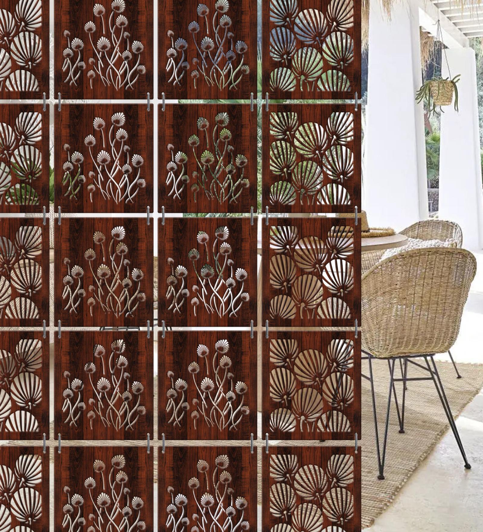 Walnut Engineered Wood Hanging Wood Divider