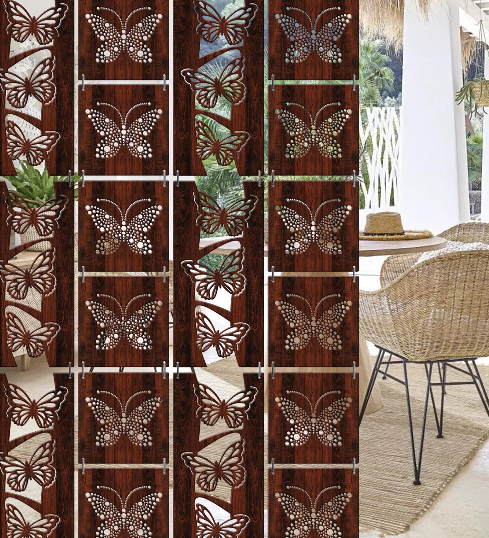 Walnut Engineered Wood Hanging Wood Divider