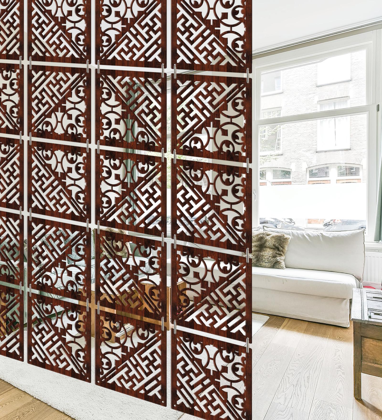 Walnut Engineered Wood Hanging Wood Divider