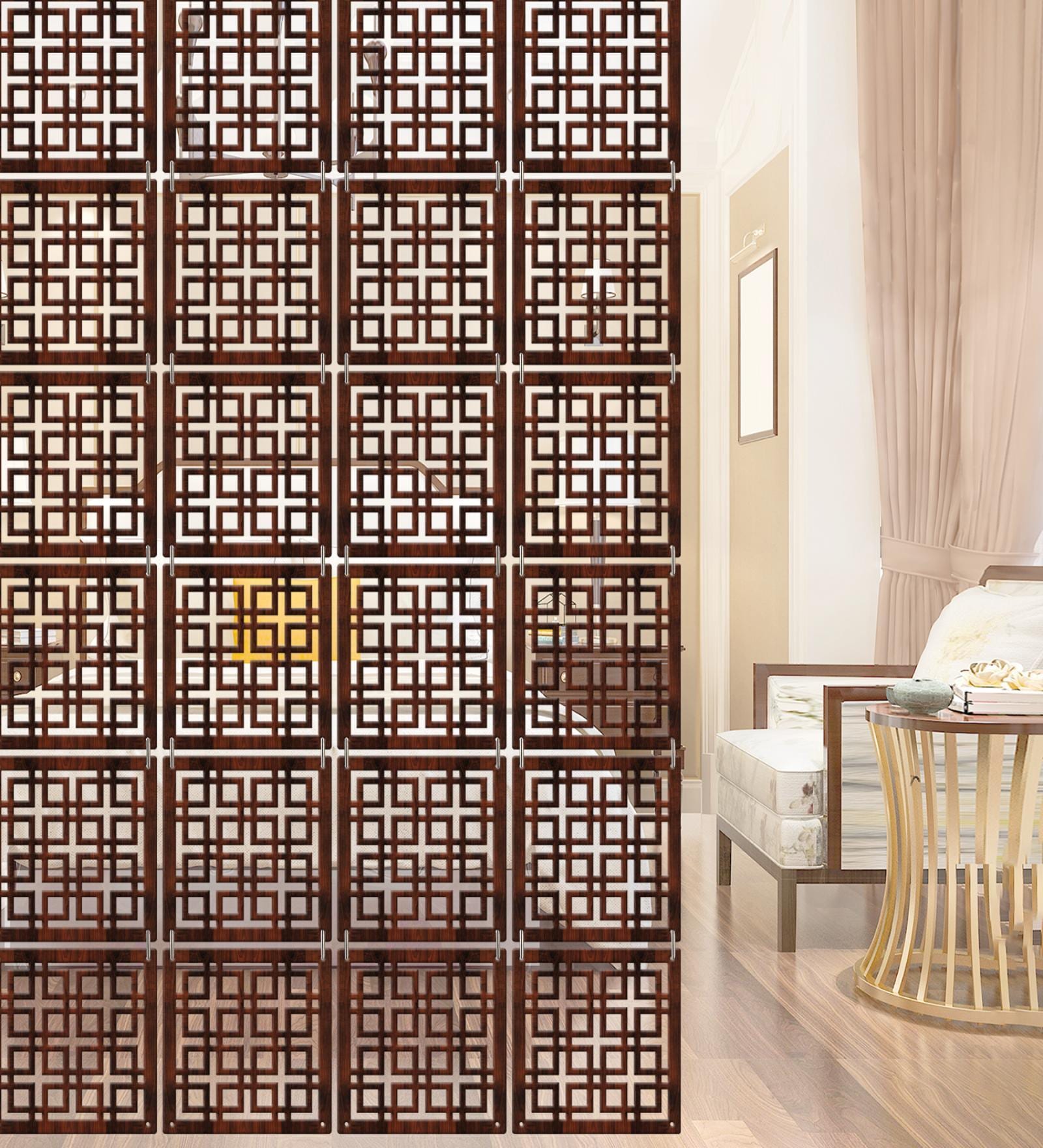 Walnut Engineered Wood Hanging Wood Divider